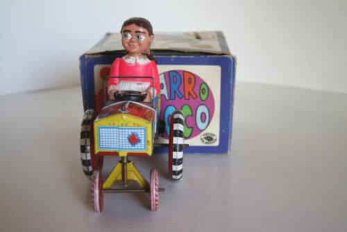 PLASTIMARX 50’S MEXICAN TOY WIND UP VINTAGE TIN TOY CAR  CARRO LOCO IN BOX - Image 6