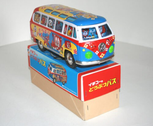 Ichiko 80’s Japan  VW Transporter Micro-Bus Zoo in Box, Friction 10.5 inches (26.5 cm) original tin toy car - Image 2