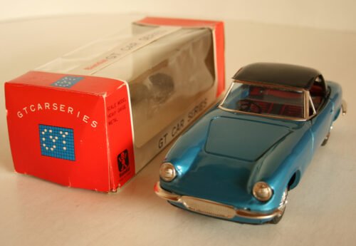 Bandai Japan Lotus Elan 60’s Friction in cristal box 8.5 inches (21.5 cm) original tin toy car Item 1 BandaiTFCbx