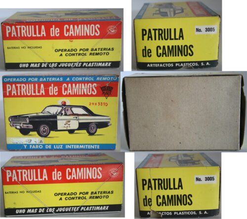 PlastiMarx  60’s Mexican Toy Patrulla de Caminos (Highway Patrol) R/C Battery Operated in Box 7 inches (18 cm) original tin toy car - Image 11