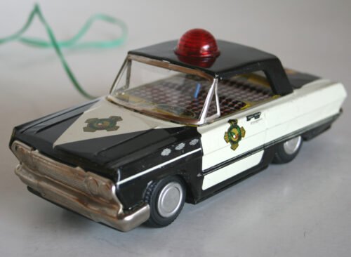 PlastiMarx  60’s Mexican Toy Patrulla de Caminos (Highway Patrol) R/C Battery Operated in Box 7 inches (18 cm) original tin toy car - Image 4