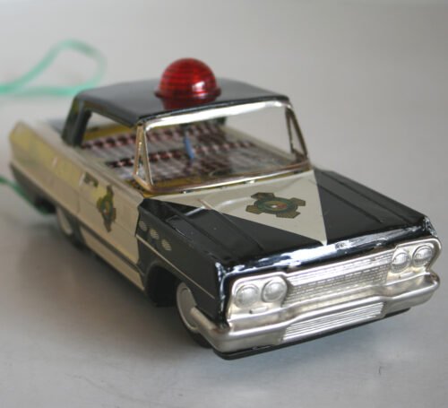 PlastiMarx  60’s Mexican Toy Patrulla de Caminos (Highway Patrol) R/C Battery Operated in Box 7 inches (18 cm) original tin toy car - Image 5
