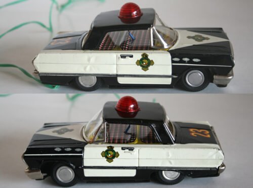 PlastiMarx  60’s Mexican Toy Patrulla de Caminos (Highway Patrol) R/C Battery Operated in Box 7 inches (18 cm) original tin toy car - Image 8