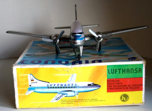 TippCo. Lemy,  Poliumex 60’s Mexico Advertising Convair KLM DC-3 in Box Friction 10 Inches (25.5 cm) Original Tin Toy Car - Image 4