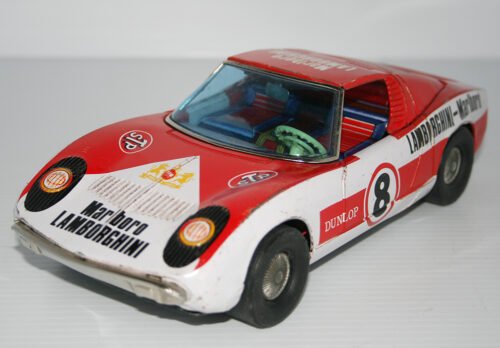Asakusa Japan 60’s Lamborghini Miura Race Car Nº8 A-1107 Battery Operated 10 inches (25.5 cm) original tin toy car - Image 3