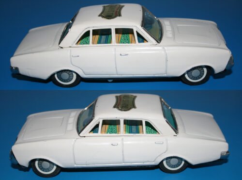 Bandai Japan 60’s Ford Taunus 17M 1960 Battery Operated 8 inches (20 cm) original tin toy car - Image 6