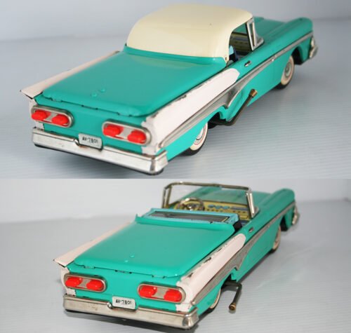 Yonezawa Yachio Ford 1958 Convertible with retractable Hardtop Friction 11inches (28cm) original tin toy car - Image 6