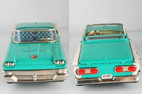 Yonezawa Yachio Ford 1958 Convertible with retractable Hardtop Friction 11inches (28cm) original tin toy car - Image 8