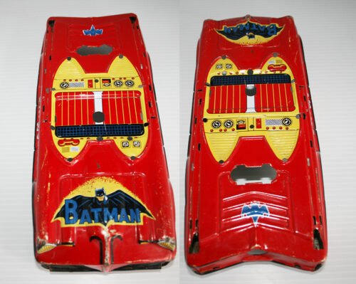 Taiwan 70’s Red Batmobile 10 inches (25 cm) Litho Tin Body without parts original tin toy part - Image 5