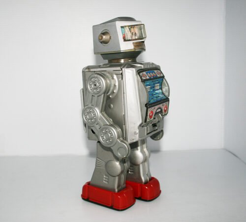 Horikawa Japan 60’s Silver Space Astronaut Robot Battery Operated 12 inches (30 cm) original tin toy space robot - Image 3