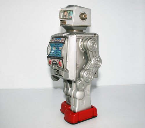 Horikawa Japan 60’s Silver Space Astronaut Robot Battery Operated 12 inches (30 cm) original tin toy space robot - Image 4