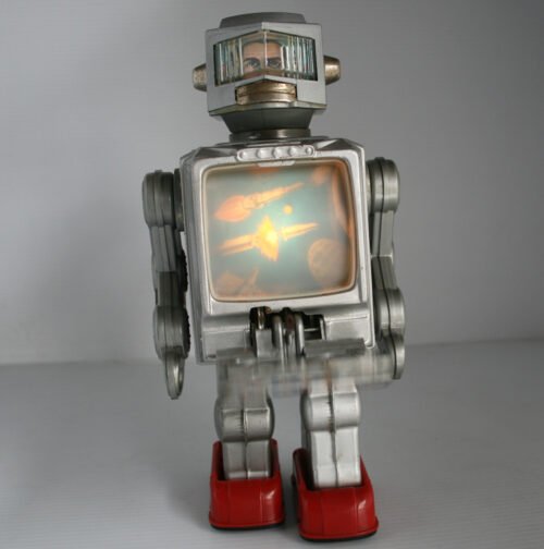 Horikawa Japan 60’s Silver Space Astronaut Robot Battery Operated 12 inches (30 cm) original tin toy space robot - Image 8