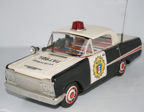 Cragstan, Tada, Atom Japan 60’s Cap-Firing Highway Patrol Chevrolet Impala Battery Operated 12 inches (30 cm) original tin toy car - Image 3