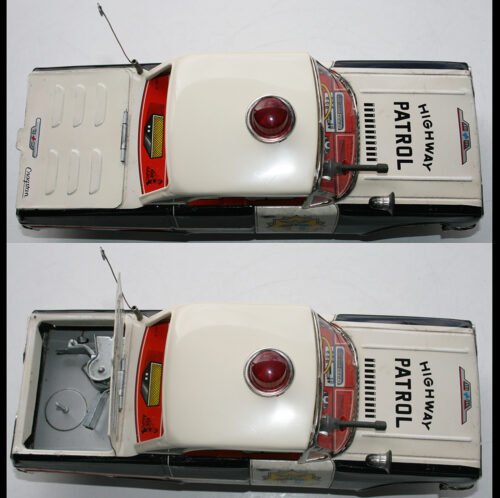 Cragstan, Tada, Atom Japan 60’s Cap-Firing Highway Patrol Chevrolet Impala Battery Operated 12 inches (30 cm) original tin toy car - Image 8