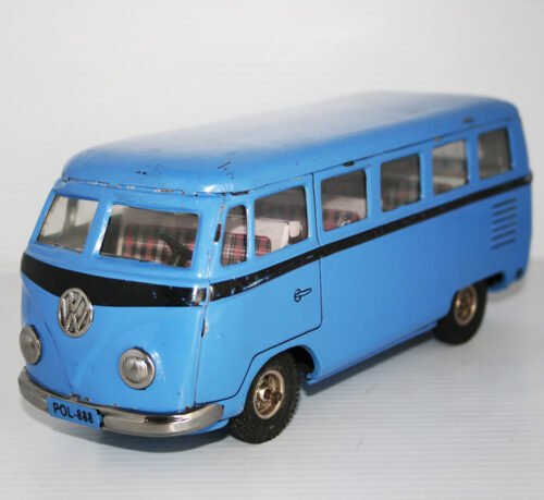 TippCo. Lemy,  Poliumex México 60’s 70's Blue Volkswagen Transporter Micro-Bus, Free Repro Box, friction 9.5 Inches (24cm) original tin toy car - Image 3