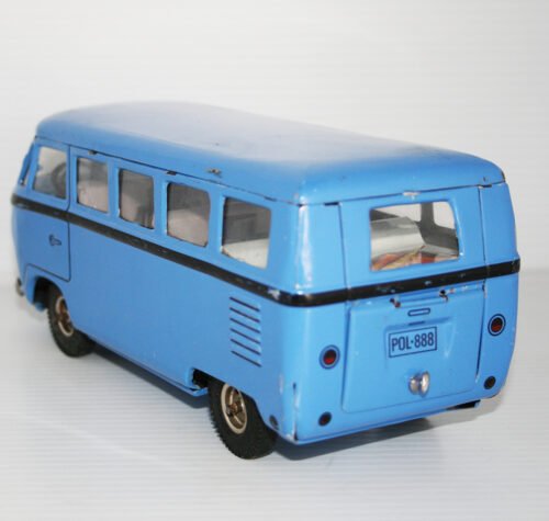 TippCo. Lemy,  Poliumex México 60’s 70's Blue Volkswagen Transporter Micro-Bus, Free Repro Box, friction 9.5 Inches (24cm) original tin toy car - Image 4