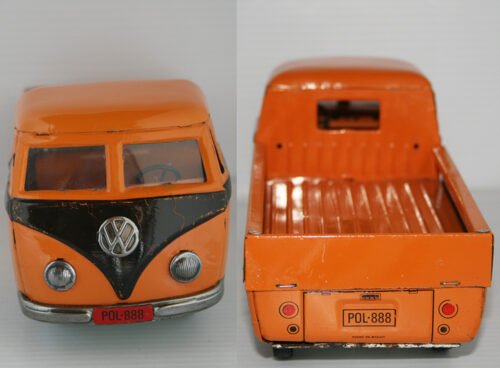 TippCo. Lemy,  Poliumex México 60’s Volkswagen Transporter Pick Up friction 9.5 Inches (24cm) original tin toy car - Image 6