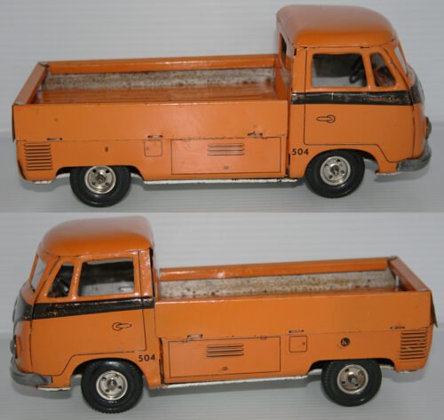 TippCo. Lemy,  Poliumex México 60’s Volkswagen Transporter Pick Up friction 9.5 Inches (24cm) original tin toy car - Image 7