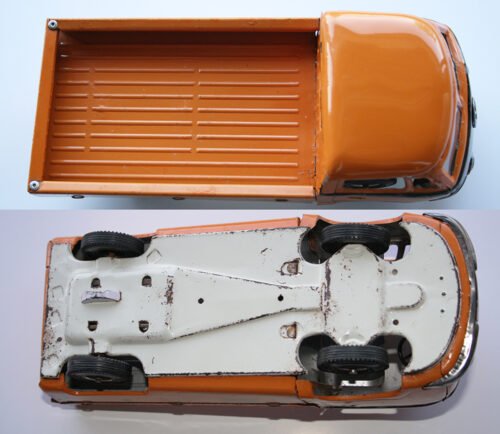 TippCo. Lemy,  Poliumex México 60’s Volkswagen Transporter Pick Up friction 9.5 Inches (24cm) original tin toy car - Image 8