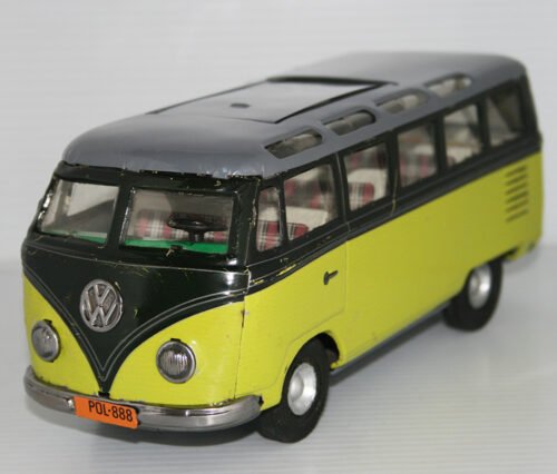 TippCo. Lemy,  Poliumex México 60's 70’s Green Volkswagen Transporter Micro-Bus friction 9.5 Inches (24cm) original tin toy car - Image 3