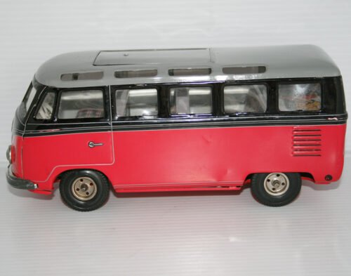 TippCo. Lemy, Poliumex México 60’s 70's Pink Volkswagen Transporter Micro-Bus, Free Repro Box, friction 9.5 Inches (24cm) original tin toy car - Image 9