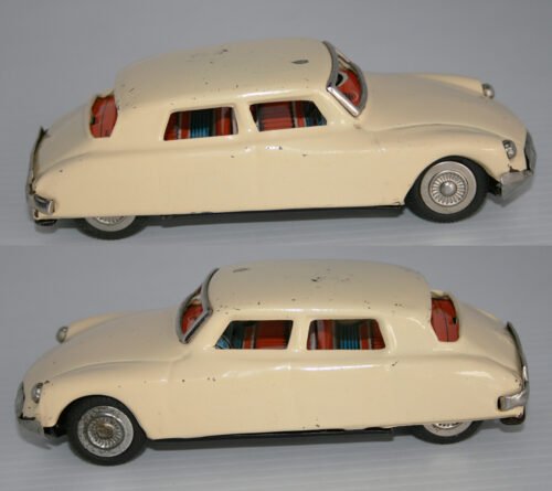 Sanshin Japan 60’s Citroen DS Sedan Friction 5.5 inches (14 cm) original tin toy car - Image 7