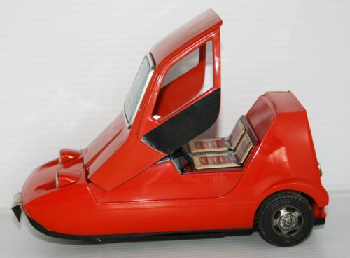 Bandai Japan 70’s Bond Reliant Bug Battery Operated 7 inches (18 cm) original tin toy car - Image 3