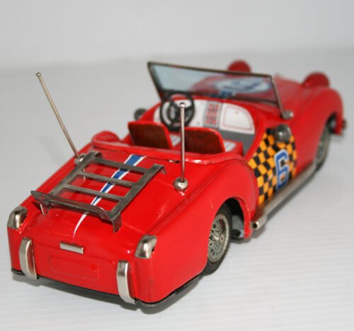 Bandai 50’s Triumph TR 3 Nº 6 Convertible Friction 8 inches (20 cm) original tin toy car - Image 7
