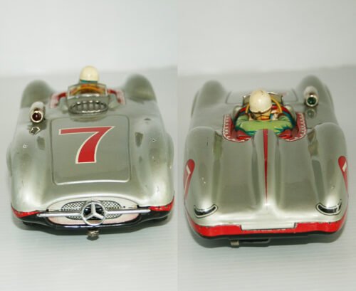 Marusan Kosuge 50’s Mercedes Benz W 196 Silver Arrow Racer Nº 7 Battery Operated 10 inches (25 cm) original tin toy car - Image 6