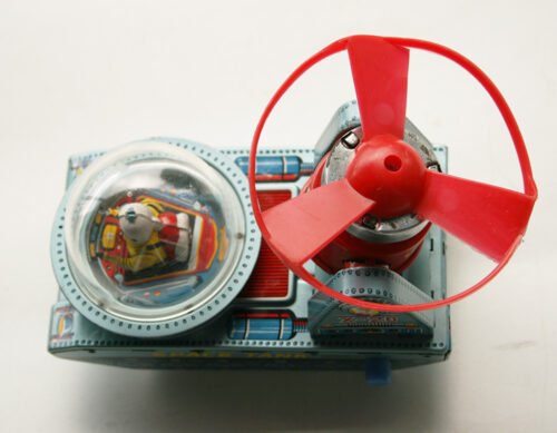 Yonezawa, Japan 50’s 60’s Space Tank X-20 in Box Friction 6 inches (15 cm) original tin toy space tank - Image 8