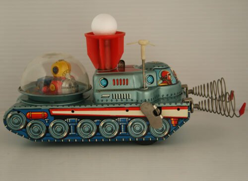 Yoshiya KO Japan 50’s Orbit Explorer Tank Wind Up 8.75 inches (22 cm) original tin toy space ship - Image 8