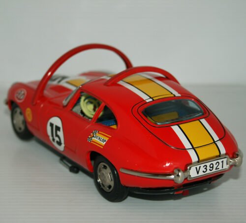 Masudaya MT 60’s Jaguar Stunt Car Nº 7 in Box Battery Operated 9.5 inches (24 cm) original tin toy car - Image 5