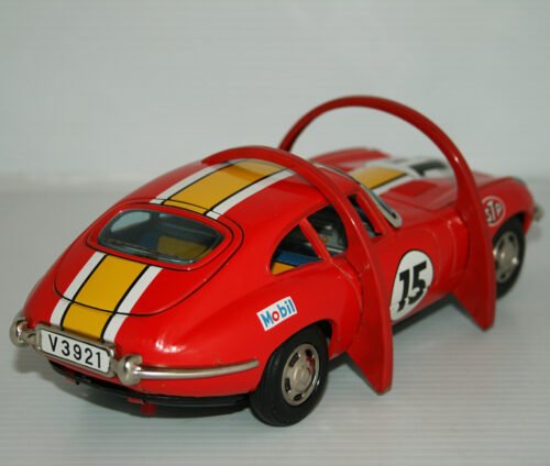 Masudaya MT 60’s Jaguar Stunt Car Nº 7 in Box Battery Operated 9.5 inches (24 cm) original tin toy car - Image 6