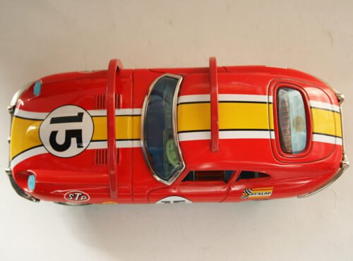 Masudaya MT 60’s Jaguar Stunt Car Nº 7 in Box Battery Operated 9.5 inches (24 cm) original tin toy car - Image 10