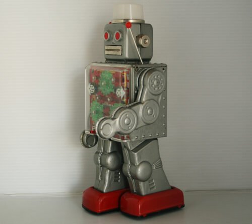 Horikawa 50’s 60’s Silver Machine Robot in Box Battery Operated 11.5 inches (29 cm) original tin toy Robot - Image 4