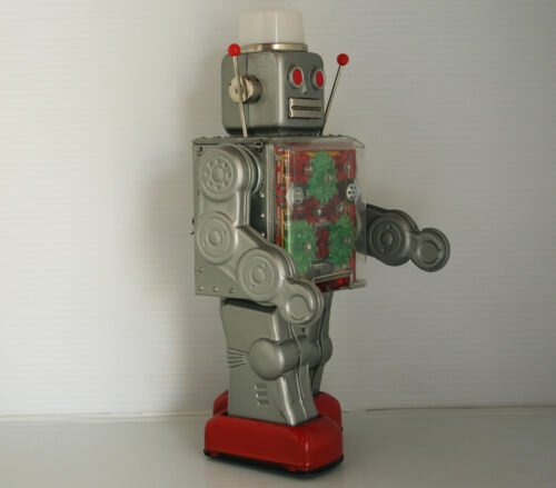 Horikawa 50’s 60’s Silver Machine Robot in Box Battery Operated 11.5 inches (29 cm) original tin toy Robot - Image 5