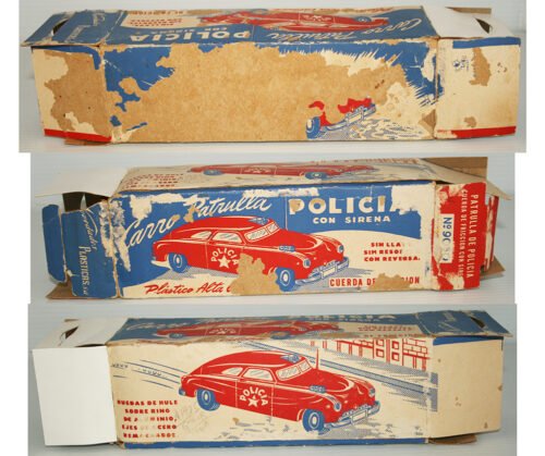 Novedades Plásticas S.A. México 50’s 60’s Carro Patrulla de Policía, Squad Car in box Friction 8.25 inches (21cm) original plastic toy car - Image 11