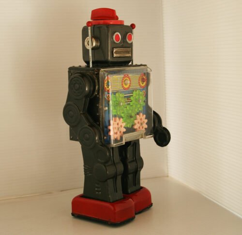 Horikawa S.H 60’s, Gear Robot in Repro Box, Battery Operated 11.5 inches (29 cm) original tin toy robot - Image 7