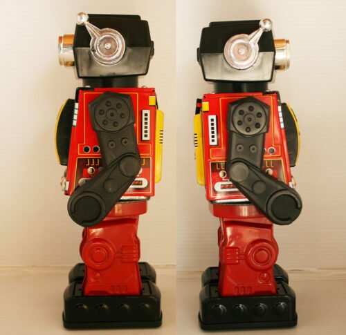 Horikawa Japan/Taiwan 70’s Rotate-o-Matic Super Astronaut Robot Mint in Box, Battery Operated 12 inches (30.5 cm) original tin toy space robot - Image 10
