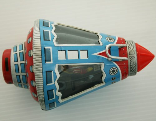 Horikawa S.H Tatsuya KTS Japan 60’s Friend Ship-7 Space Capsule Friction 6.5 inches (16.5 cm) original tin toy space ship - Image 9