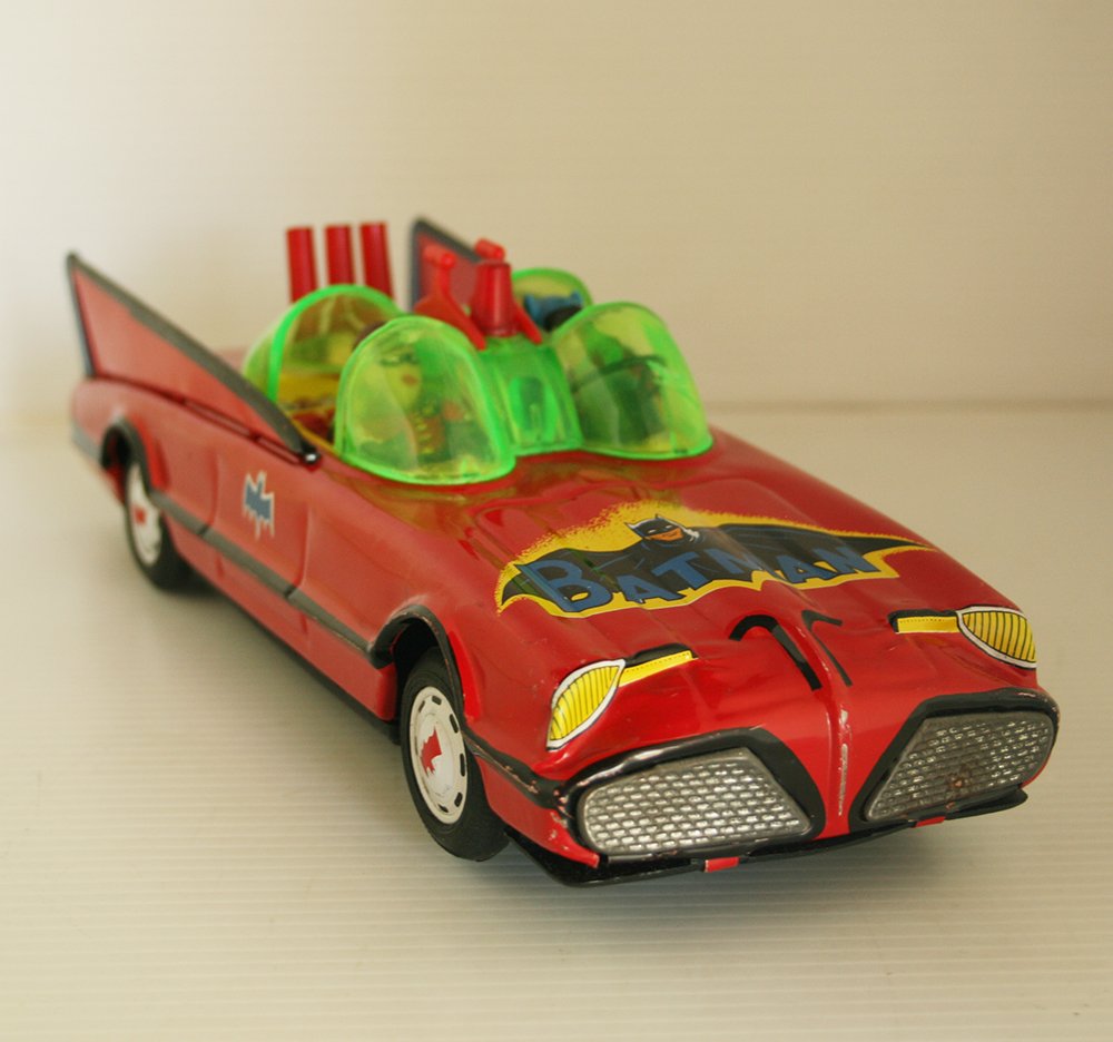 Taiwan ROC 70's Batmobile Batman & Robin Battery Operated 12 inches (  cm) original tin toy car | Tin Toy Car