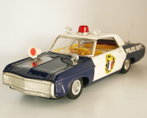 Yonezawa Japan 60’s Buick Riviera 1966 Blue Highway Patrol Battery Operated 13.5 inches (34 cm) original tin toy car - Image 3