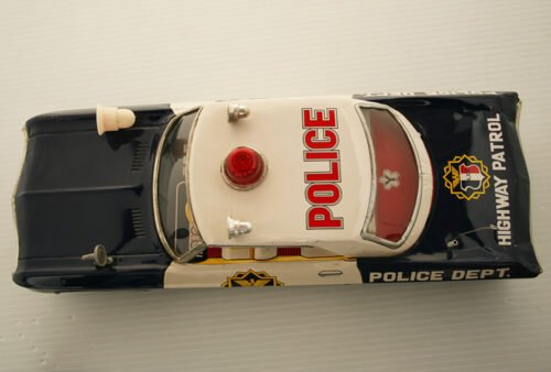 Yonezawa Japan 60’s Buick Riviera 1966 Blue Highway Patrol Battery Operated 13.5 inches (34 cm) original tin toy car - Image 8