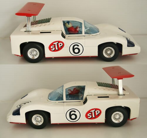 Alps Japan 60’s Chaparral 2F Racing Car Nº6 in Box Battery Operated 11 inches (28 cm) original plastic & tin toy car - Image 8
