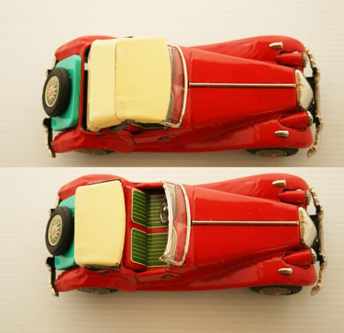 Yoshiya KO Japan 50’s MG Midget Convertible Friction 8.75 inches (22 cm) original tin toy car - Image 11