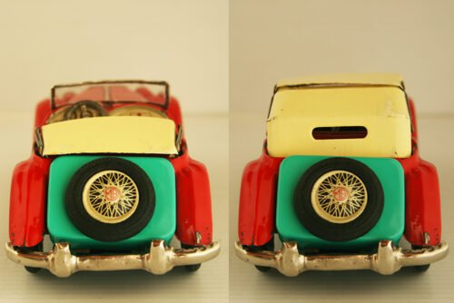 Yoshiya KO Japan 50’s MG Midget Convertible Friction 8.75 inches (22 cm) original tin toy car - Image 7