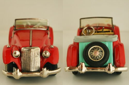 Yoshiya KO Japan 50’s MG Midget Convertible Battery Operated 8.75 inches (22 cm) original tin toy car - Image 6