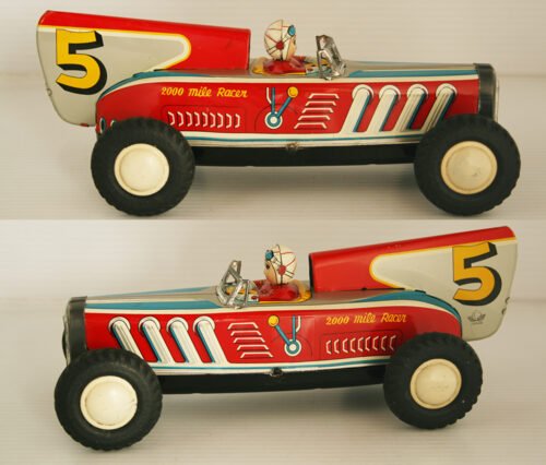 Momoya Shoten Japan 50’s Open Wheel Style Racer Nº5 Friction 9.25 inches (23.5 cm) original tin toy car - Image 7