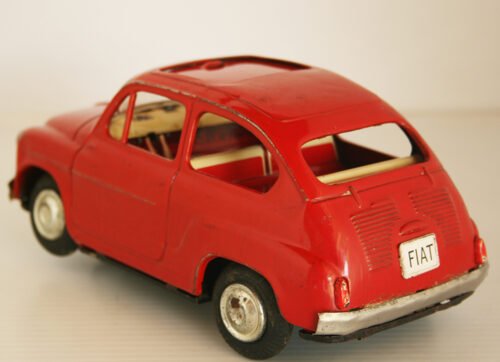 Tomiyama Japan 50’s Fiat 600, by proyects, Battery Operated 8 inches (20 cm) original tin toy car - Image 4
