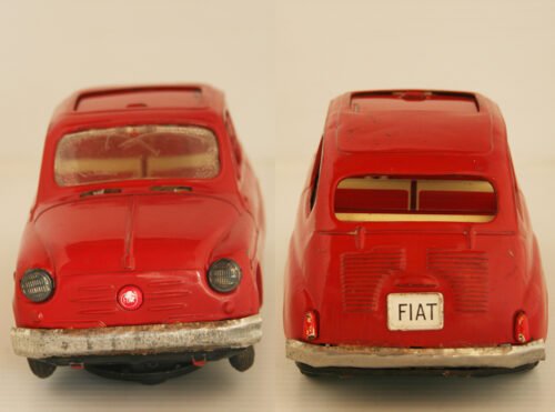Tomiyama Japan 50’s Fiat 600, by proyects, Battery Operated 8 inches (20 cm) original tin toy car - Image 7